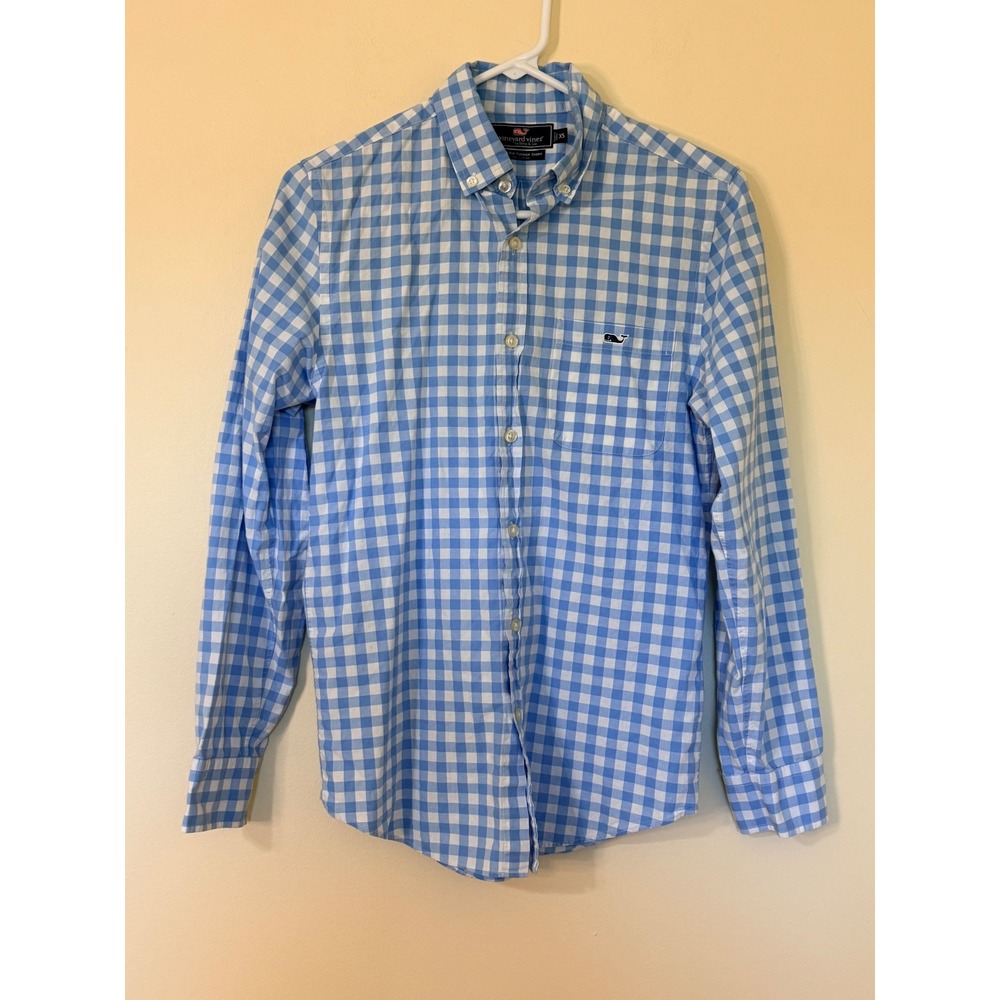 Vineyard Vines Mens XS Slim Fit Tucker Shirt Blue White Gingham Button Down